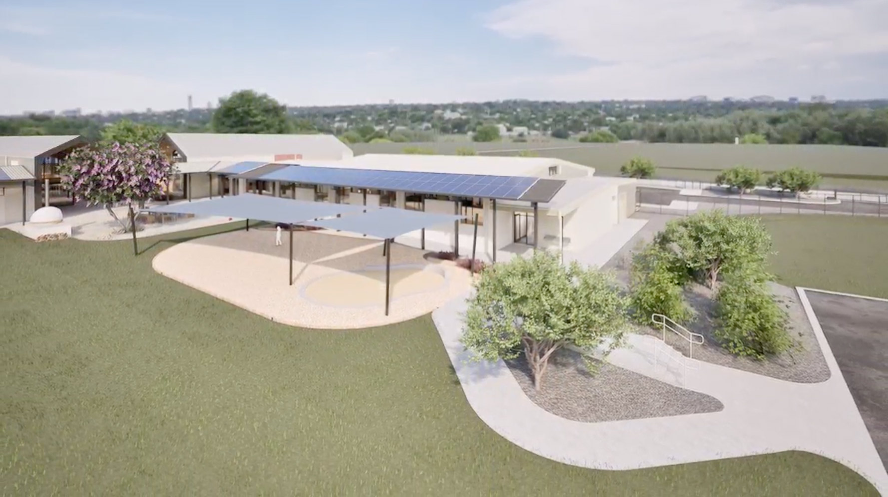 Rendered Scene Of School Buildings